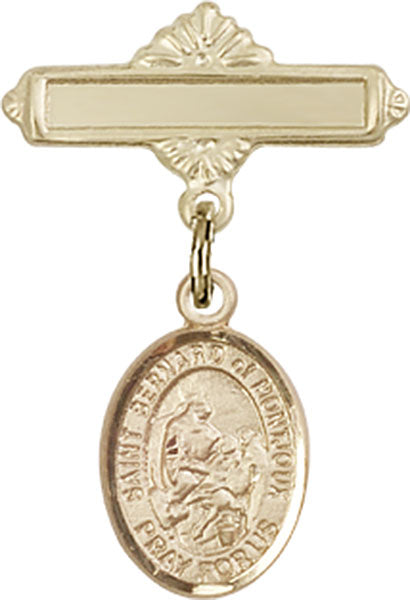 St. Bernard of Montjoux Charm and Polished Engravable Badge Pin