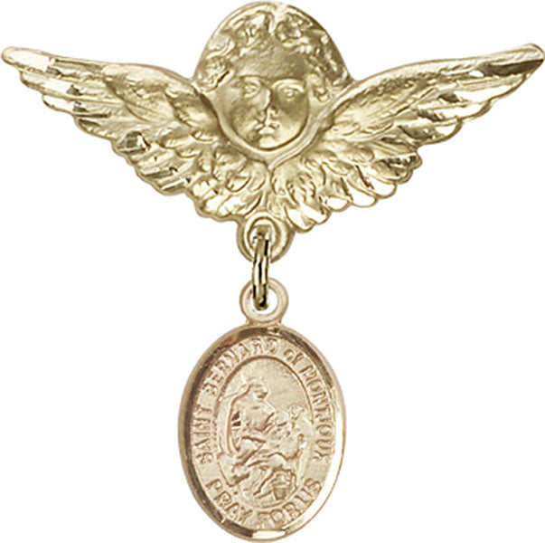 St. Bernard of Montjoux Charm and Angel with Larger Wings Badge Pin