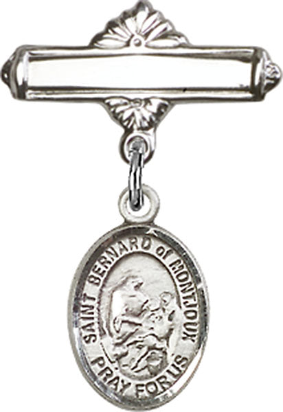 St. Bernard of Montjoux Charm and Polished Engravable Badge Pin