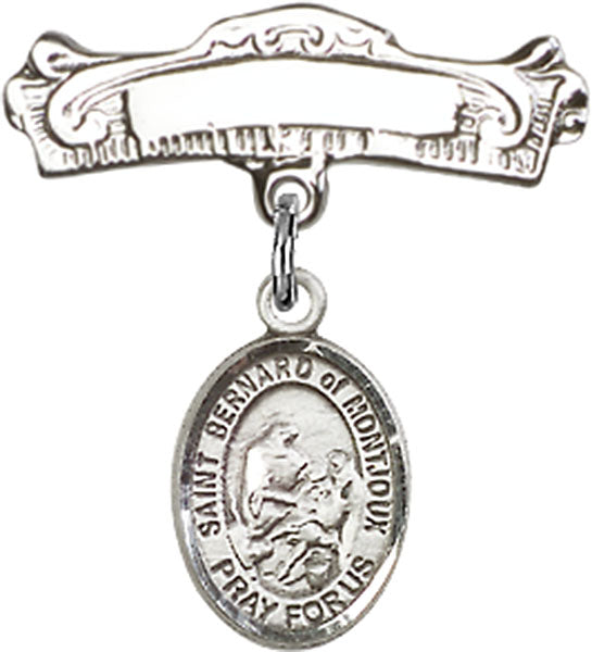 St. Bernard of Montjoux Charm and Arched Polished Engravable Badge Pin