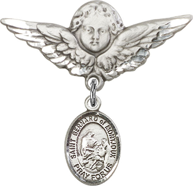 St. Bernard of Montjoux Charm and Angel with Larger Wings Badge Pin