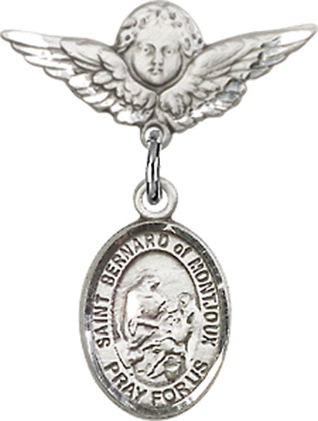 St. Bernard of Montjoux Charm and Angel with Smaller Wings Badge Pin