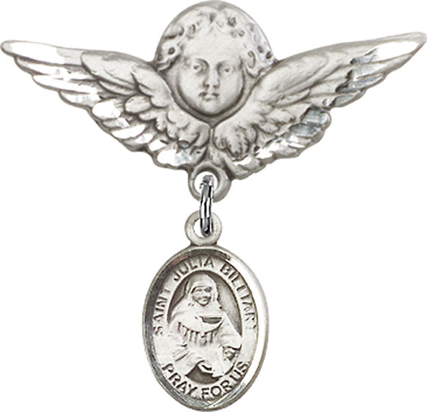St. Julia Billiart Charm and Angel with Larger Wings Badge Pin