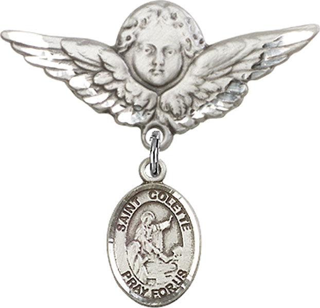 St. Colette Charm and Angel with Larger Wings Badge Pin