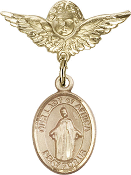 Our Lady of Africa Charm and Angel with Smaller Wings Badge Pin