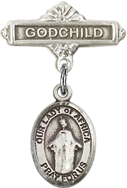 Our Lady of Africa Charm and Godchild Badge Pin