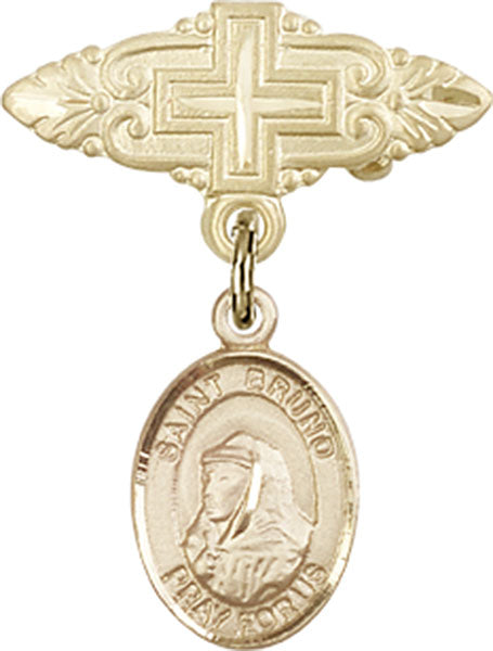 St. Bruno Charm and Badge Pin with Cross