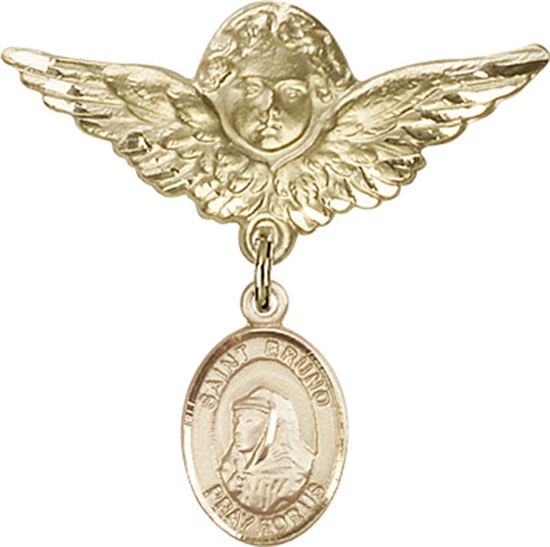 St. Bruno Charm and Angel with Larger Wings Badge Pin