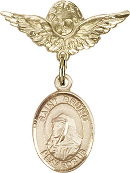 St. Bruno Charm and Angel with Smaller Wings Badge Pin