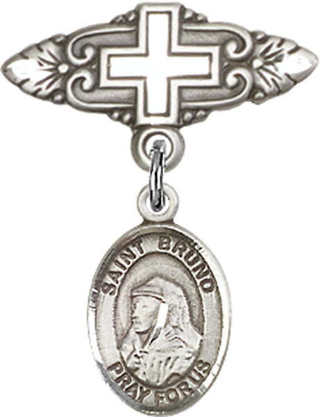 St. Bruno Charm and Badge Pin with Cross