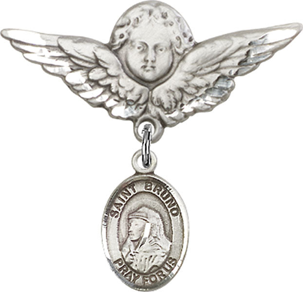St. Bruno Charm and Angel with Larger Wings Badge Pin