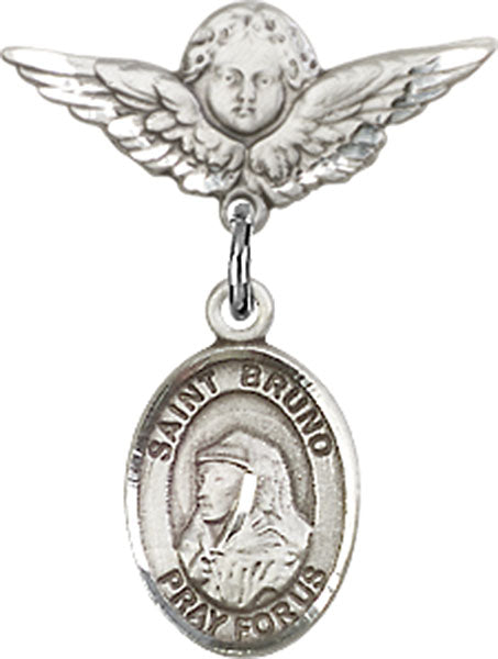 St. Bruno Charm and Angel with Smaller Wings Badge Pin