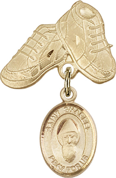 St. Sharbel Charm and Baby Boots Pin