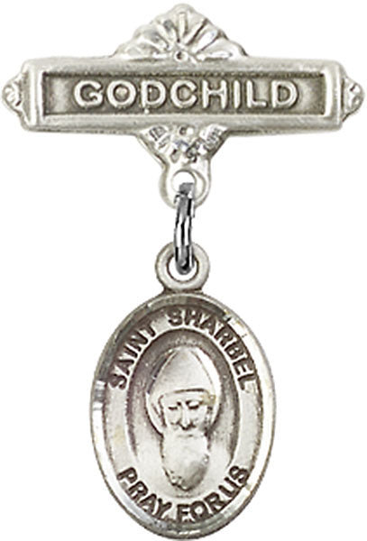 St. Sharbel Charm and Godchild Badge Pin