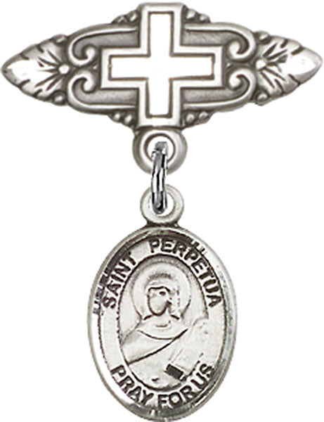 St. Perpetua Charm and Badge Pin with Cross