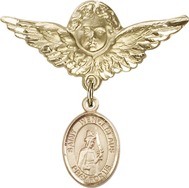St. Wenceslaus Charm and Angel with Larger Wings Badge Pin