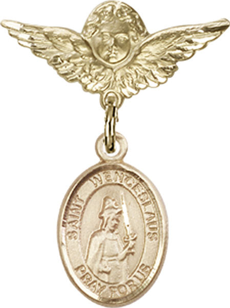 St. Wenceslaus Charm and Angel with Smaller Wings Badge Pin