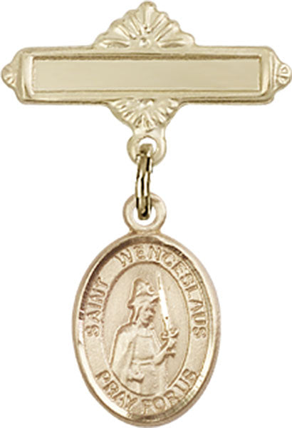 St. Wenceslaus Charm and Polished Engravable Badge Pin