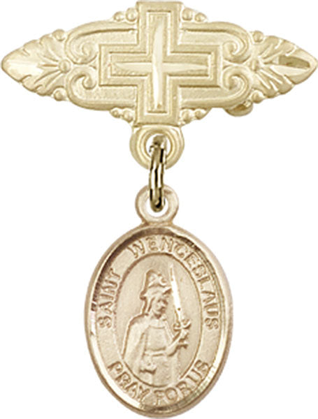 St. Wenceslaus Charm and Badge Pin with Cross