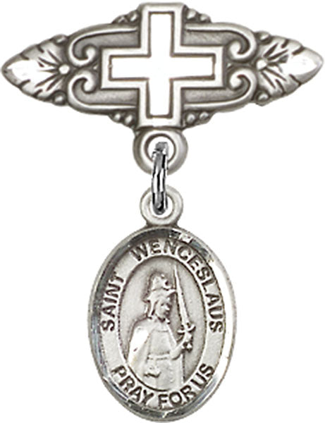 St. Wenceslaus Charm and Badge Pin with Cross