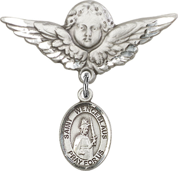 St. Wenceslaus Charm and Angel with Larger Wings Badge Pin
