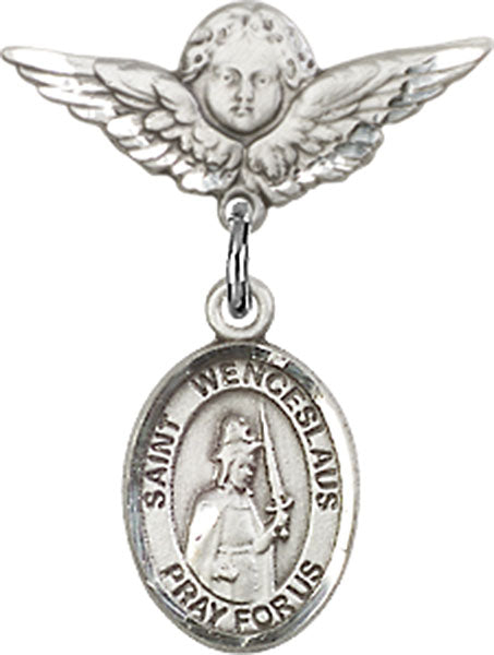 St. Wenceslaus Charm and Angel with Smaller Wings Badge Pin