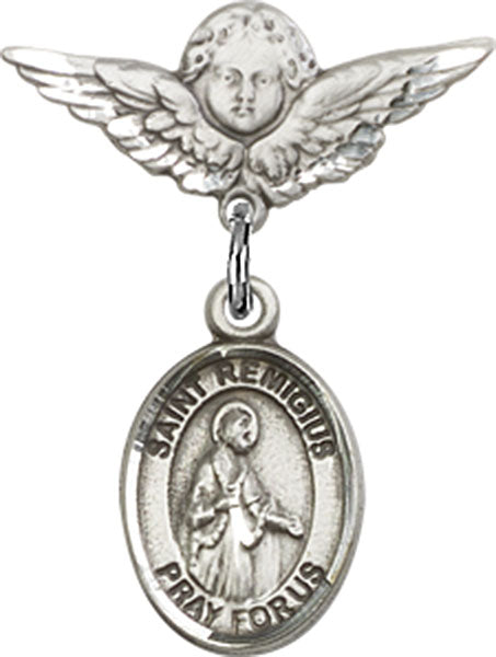 St. Remigius of Reims Charm and Angel with Smaller Wings Badge Pin