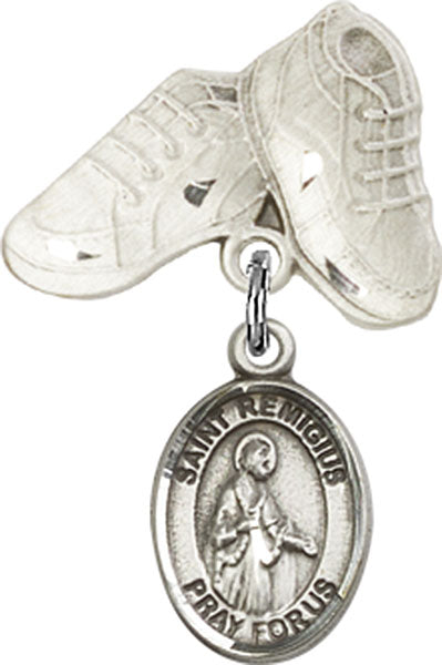 St. Remigius of Reims Charm and Baby Boots Pin