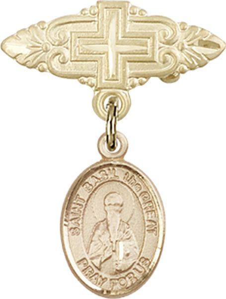 St. Basil the Great Charm and Badge Pin with Cross