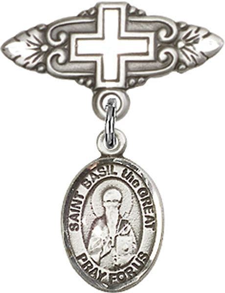 St. Basil the Great Charm and Badge Pin with Cross