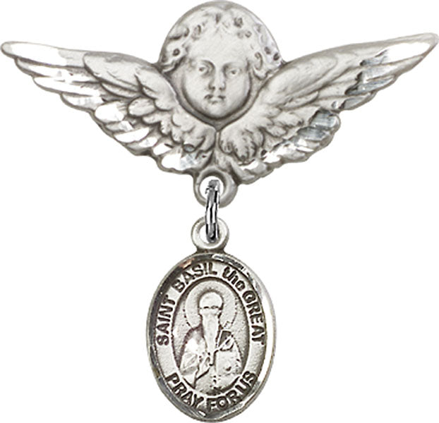 St. Basil the Great Charm and Angel with Larger Wings Badge Pin