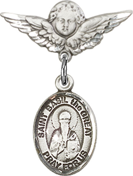 St. Basil the Great Charm and Angel with Smaller Wings Badge Pin