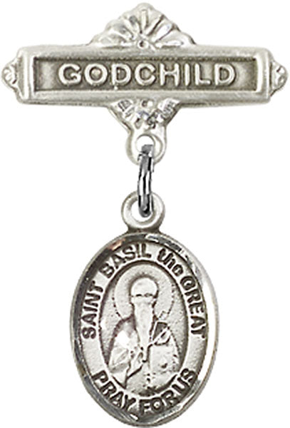 St. Basil the Great Charm and Godchild Badge Pin