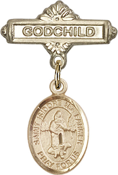 St. Isidore the Farmer Charm and Godchild Badge Pin