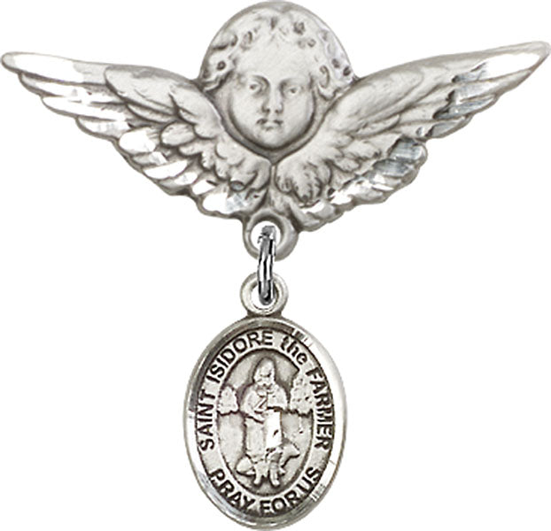 St. Isidore the Farmer Charm and Angel with Larger Wings Badge Pin