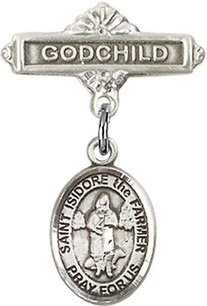 St. Isidore the Farmer Charm and Godchild Badge Pin