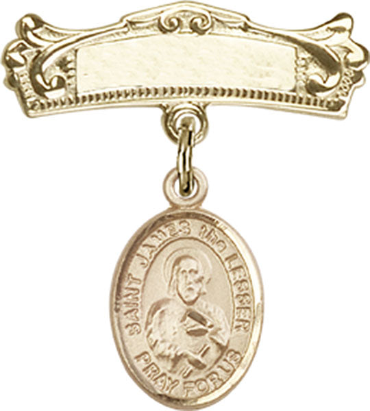St. James the Lesser Charm and Arched Polished Engravable Badge Pin