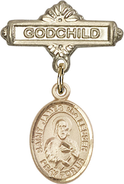 St. James the Lesser Charm and Godchild Badge Pin