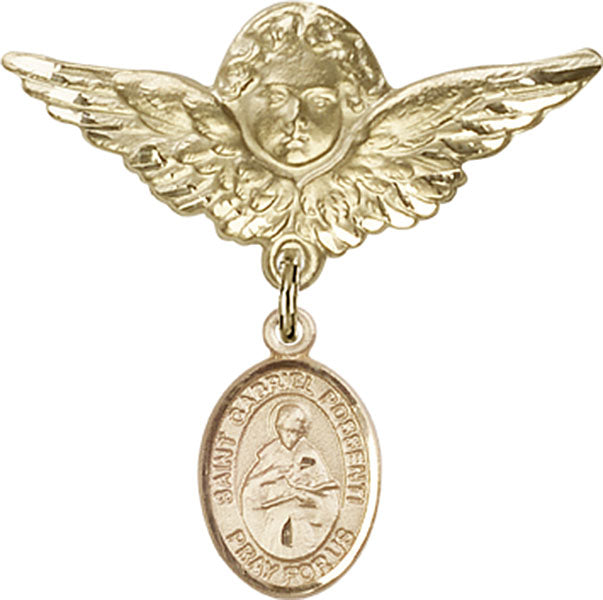 St. Gabriel Possenti Charm and Angel with Larger Wings Badge Pin