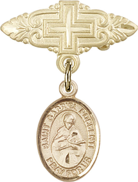 St. Gabriel Possenti Charm and Badge Pin with Cross