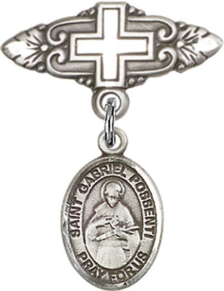 St. Gabriel Possenti Charm and Badge Pin with Cross