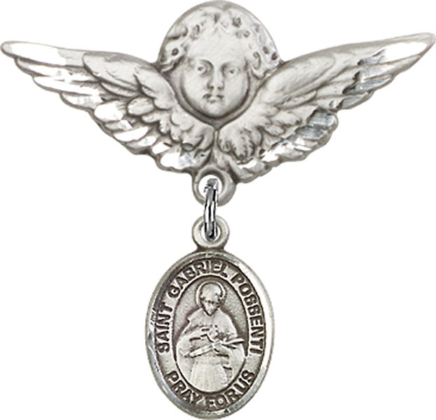 St. Gabriel Possenti Charm and Angel with Larger Wings Badge Pin