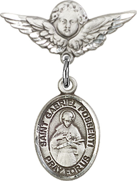 St. Gabriel Possenti Charm and Angel with Smaller Wings Badge Pin