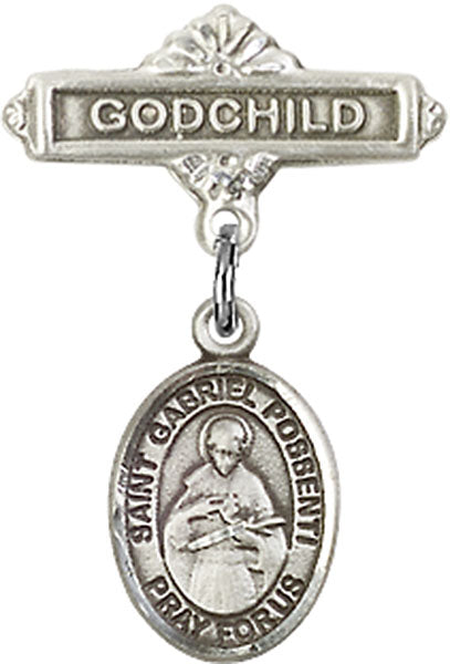 St. Gabriel Possenti Charm and Godchild Badge Pin
