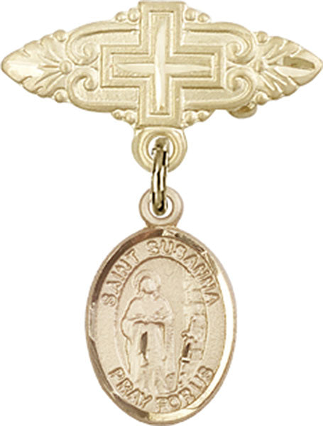 St. Susanna Charm and Badge Pin with Cross