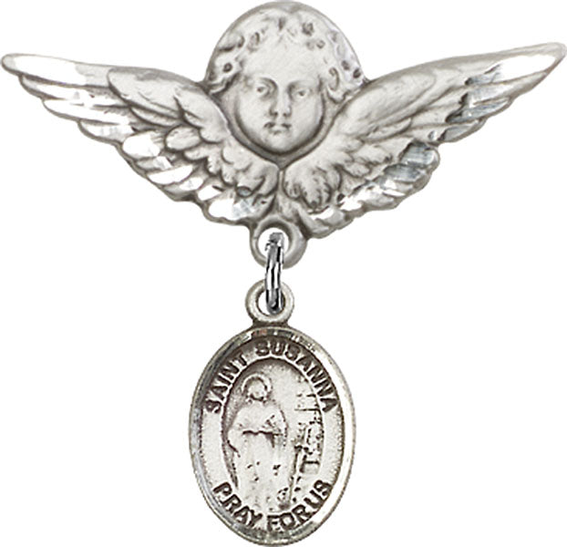 St. Susanna Charm and Angel with Larger Wings Badge Pin