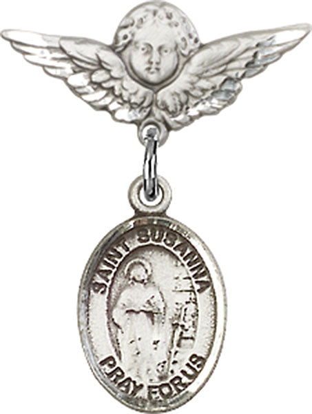 St. Susanna Charm and Angel with Smaller Wings Badge Pin