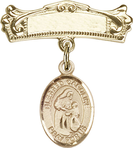 Blessed Caroline Gerhardinger Charm and Arched Polished Engravable Badge Pin