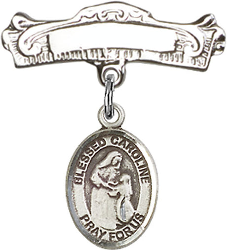 Blessed Caroline Gerhardinger Charm and Arched Polished Engravable Badge Pin