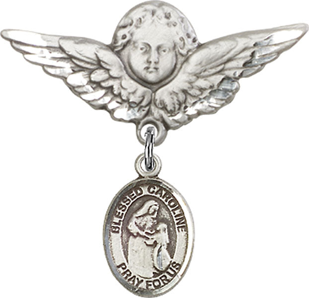 Blessed Caroline Gerhardinger Charm and Angel with Larger Wings Badge Pin